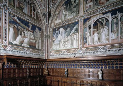 Ansicht der Kapelle Castellani (oder Sakrament) mit Fresken von Agnolo Gaddi, Episoden aus dem Leben des Heiligen Antonius des Großen von Agnolo Gaddi