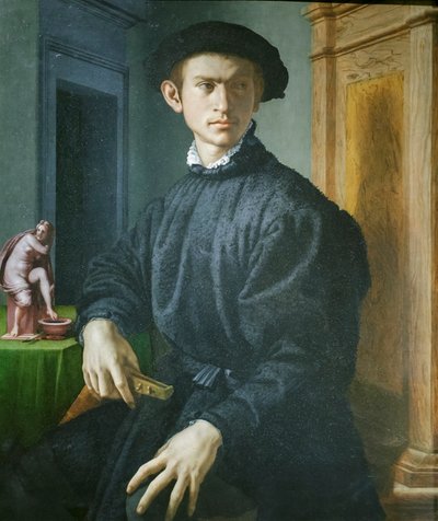 Porträt eines jungen Mannes mit Laute von Agnolo Bronzino