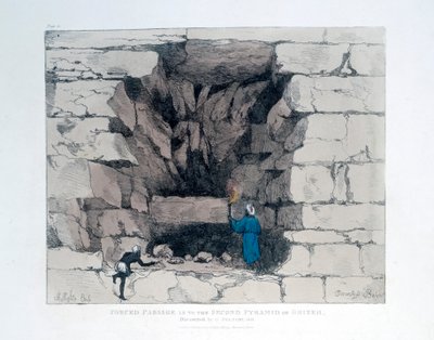 Erzwungener Durchgang in der zweiten Pyramide von Gizeh, Ägypten, 1820 von Agostino Aglio