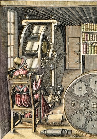 Drehbarer Schreibtisch - Aus „Le Diverse et Artifiose Machine“ von Agostino Ramelli (1531-1608) - Paris 1588 von Agostino Ramelli