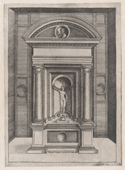 Speculum Romanae Magnificentiae: Der Altar des Jupiter im ältesten Tempel auf dem C..., ca. 1514-36 von Agostino Veneziano.