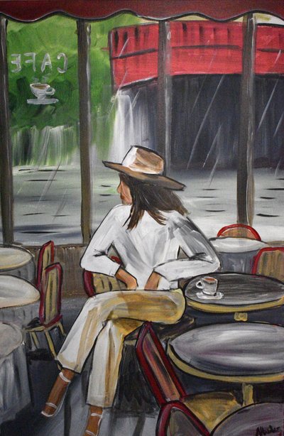 Regentag Café-Szene von Aisha Haider