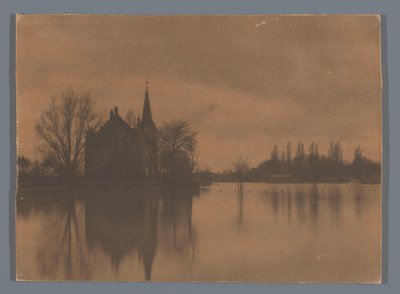 Ansicht eines Landhauses oder kleinen Schlosses am Wasser, Niederlande von Alb. Kapteijn (attributed to)