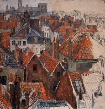 Die Dächer von Gent (unvollendete Version, c.1920-22) von Albert Baertsoen
