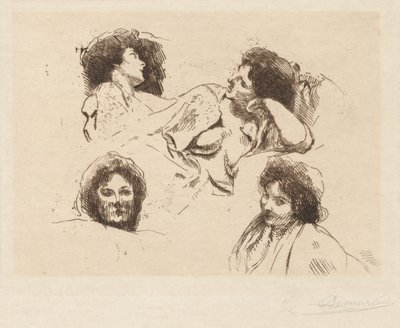 Vier Frauenköpfe: Studie für „Die glückliche Insel“ (Quatre têtes de Femmes: Étude pour „L’Île Heureuse“) von Albert Besnard