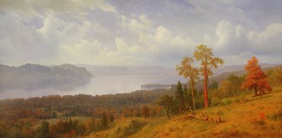 Blick auf den Hudson über den Tappen Zee in Richtung Hook Mountain, 1866 von Albert Bierstadt