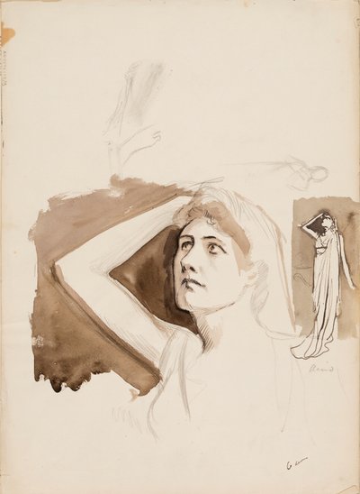 Aino Ackté als Alcestis, Skizze von Albert Edelfelt