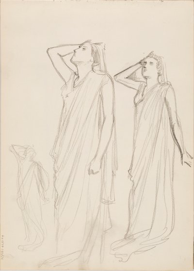 Aino Ackté als Alcestis, drei Skizzen von Albert Edelfelt