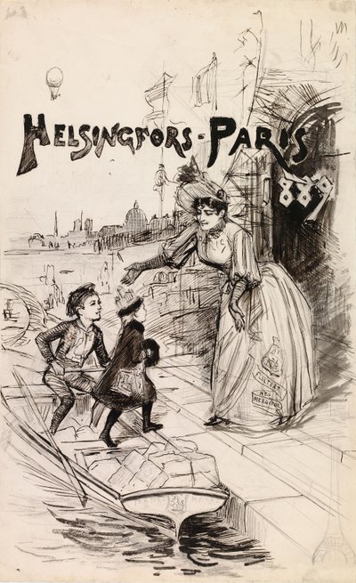 Titelillustration für die Kunstpublikation "Helsingfors - Paris 1889" von Albert Edelfelt