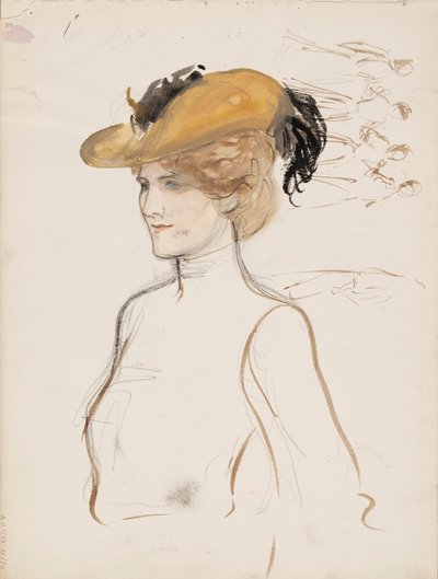 Frau mit Hut von Albert Edelfelt