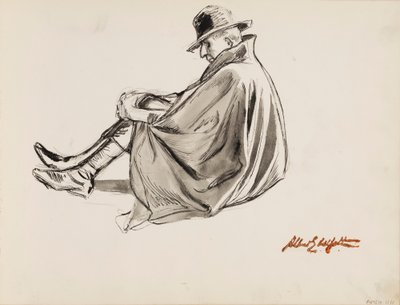 Sitzender Mann in einem Umhang von Albert Edelfelt