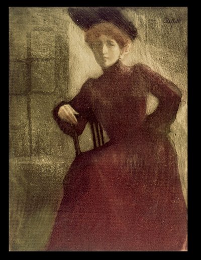 Dame in Rot, Frau in einem roten Kleid (Miss Perrot) von Albert Edelfelt