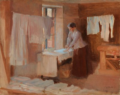 Frau beim Bügeln, Studie für die Wäscherinnen von Albert Edelfelt
