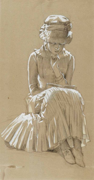 Junges Mädchen sitzend, Studie für Unter den Birken von Albert Edelfelt