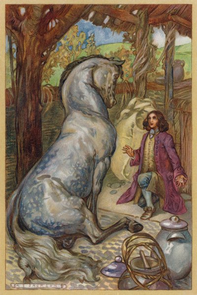 Die Houyhnhnms diskutierten mit Gulliver über die Menschheit (Chromolithografie) von Albert Edward Jackson