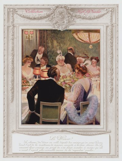 Belle Epoque Paris, modische Dame beim Abendessen von Albert Guillaume