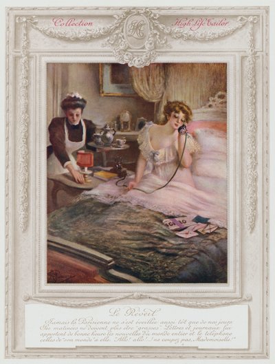 Belle Epoque Paris, modische Dame wacht auf von Albert Guillaume