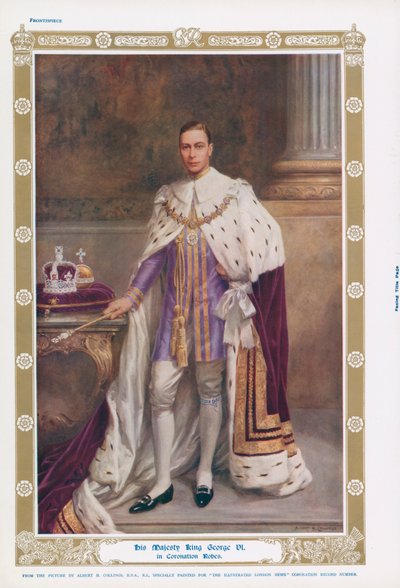 König George VI. in seinen Krönungsroben von Albert Henry (after) Collings