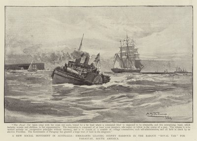 Eine neue soziale Bewegung in Australien, Auswanderer verlassen den Hafen von Sydney auf der Bark Royal Tar nach Paraguay, Südamerika von Albert Henry Fullwood