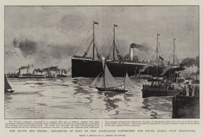 Für Königin und Reich, Abreise eines Teils des australischen Kontingents nach Südafrika von Melbourne von Albert Henry Fullwood