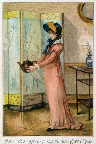 Mögest du eine zu glückliche Zeit haben, viktorianische Weihnachtskarte, veröffentlicht von Hildesheimer und Faulkner, London, ca. 1880 von Albert Jnr. Ludovici