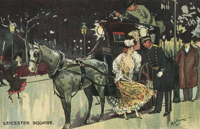 Frau verlässt eine Kutsche, Leicester Square von Albert Jnr. Ludovici