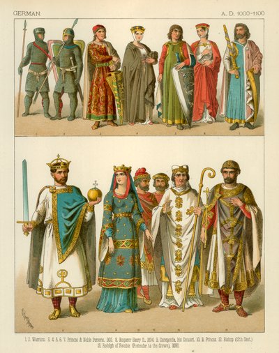 Deutsches Kostüm 1000-1100 n. Chr. von Albert Kretschmer