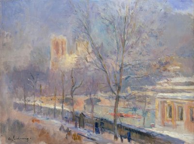 Notre-Dame de Paris vue du quai de la Tournelle, effet de n von Albert Lebourg