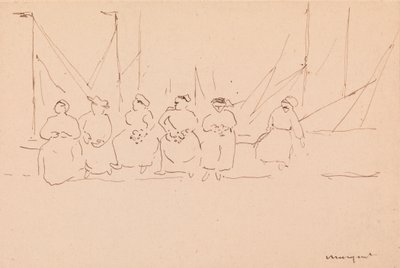 Sechs Frauen auf einem Kai von Albert Marquet