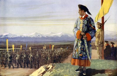Ein britischer Junge begutachtet seine chinesische Armee von Albert Morrow
