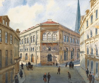Ansicht der Börse von Riga, Aquarell von Albert Benois (1852-1936) - 1880 Dim 22,5x27 cm Private Sammlung von Albert Nikolaevich Benois