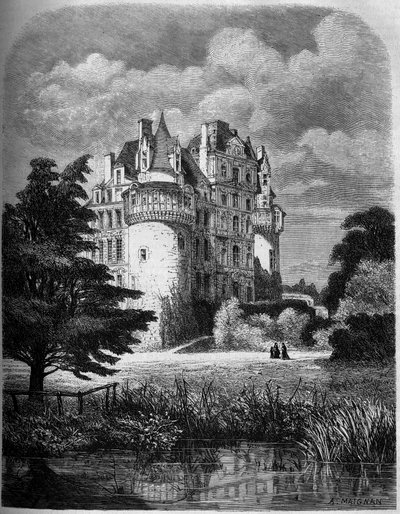 Schloss der Loire: Außenansicht des Schlosses von Brissac (Renaissance-Architektur) von Albert Pierre Rene Maignan