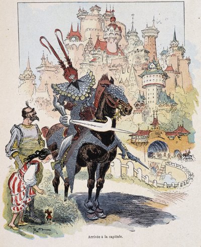 Ankunft in der Hauptstadt - in „Gullivers Reisen“ von Swift, ill. von Robida von Albert Robida