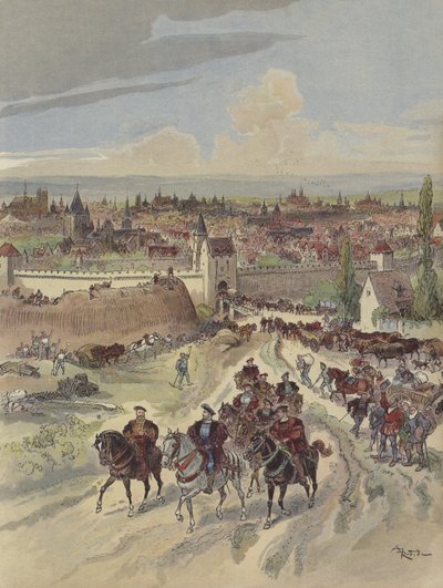 Franz I. arbeitet an den Befestigungen von Paris von Albert Robida