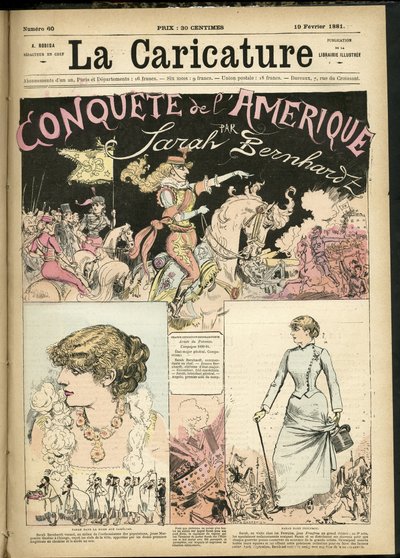 Illustration von Albert Robida (1848-1926) für das Titelblatt von The Caricature (1880) von Albert Robida