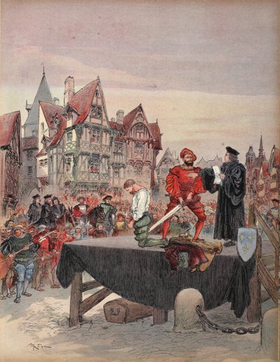Saint Vallier auf dem Schafott begnadigt, Illustration aus 