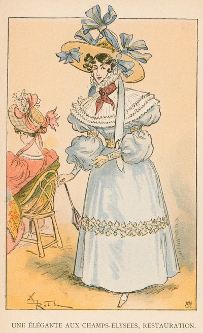 Eine Elegante auf den Champs-Elysees, Restauration von Albert Robida