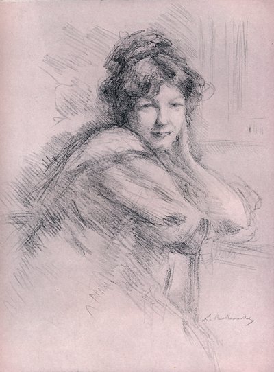 Lithografisches Porträt einer Frau, ca. 1905 von Albert de Belleroche