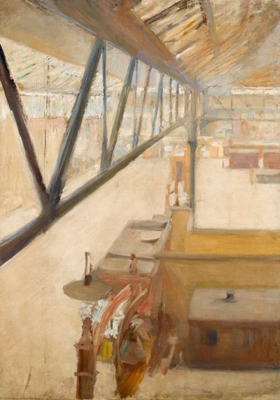 Ansicht eines Bahnhofs, ca. 1900 von Albert de Belleroche