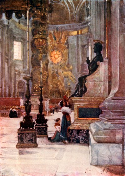 Innenraum von St. Peter, die Bronzestatue von St. Peter von Alberto Pisa