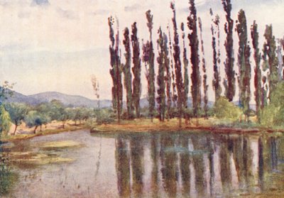 In der Nähe des Tempels von Clitumnus (Farblithografie) von Alberto Pisa