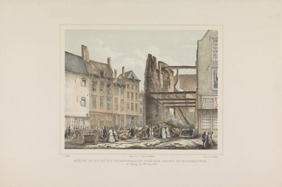 Ansicht der Ruine verursacht durch den Brand in Middelburg am Sonntag, den 28. Juni 1857 von Albertus Anthonius Nunnink