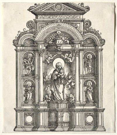 Großer Altar mit der Jungfrau, in einem Rahmen mit den Heiligen Christophorus, Georg, Barbara, Katharina, 1520 von Albrecht Altdorfer