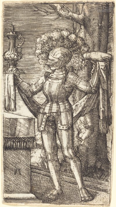 Ritter in Rüstung mit Brot und Wein von Albrecht Altdorfer