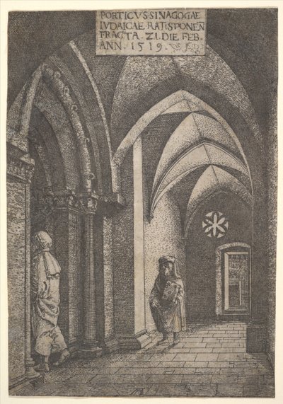Die Eingangshalle der Regensburger Synagoge, 1519 von Albrecht Altdorfer