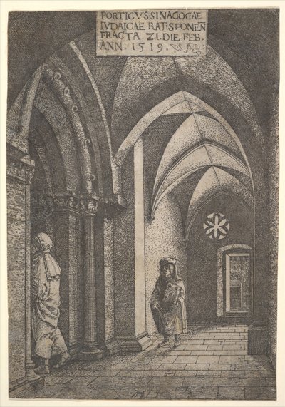 Die Eingangshalle der Regensburger Synagoge, 1519 von Albrecht Altdorfer