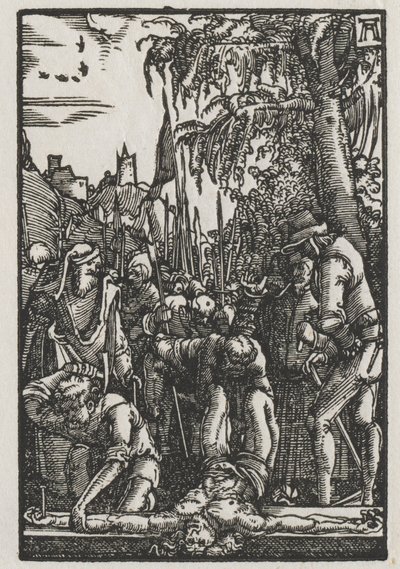 Der Fall und die Erlösung des Menschen: Christus wird ans Kreuz genagelt von Albrecht Altdorfer