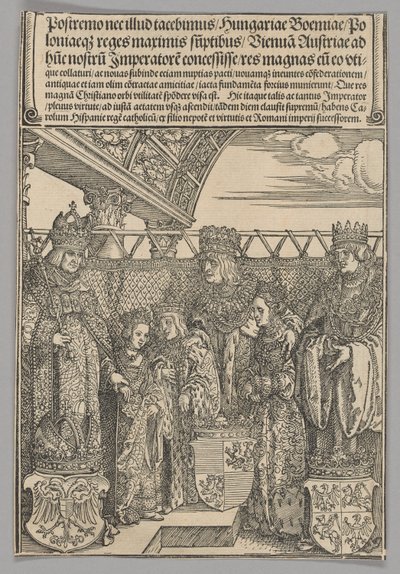 Kongress und Doppelhochzeit in Wien, Platte 23 aus Historische Szenen aus dem Leben von Kaiser Maximilian I. vom Triumphbogen von Albrecht Dürer