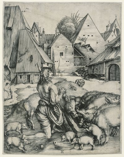 Der verlorene Sohn hütet die Schweine von Albrecht Dürer