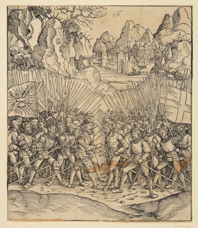 Die Ehrenpforte Kaiser Maximilians I. (Fragment v. 24b): Die Schlachtszene unten links von Albrecht Dürer